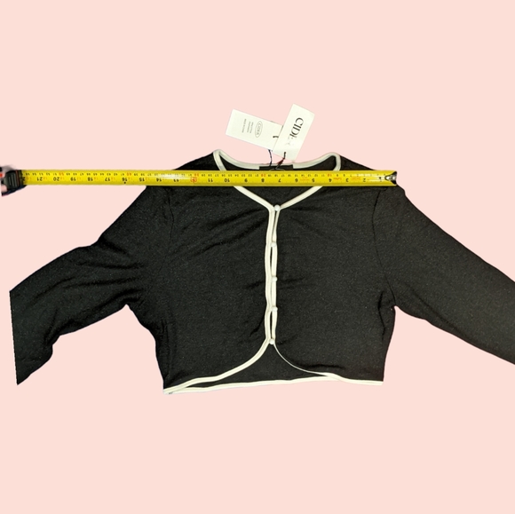 BNWT Y2K Style Sparkly Black Cotton Cardigan with White Contrast & Buttons L/XL - Picture 9 of 13